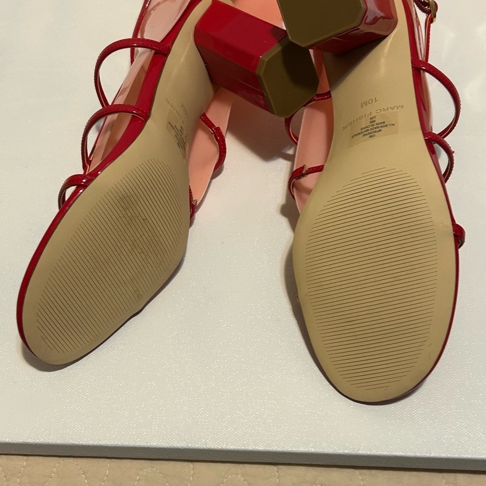 Marc Fisher Red Strappy Heels - Picture 5 of 7